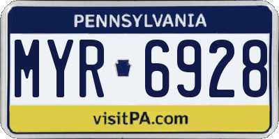 PA license plate MYR6928