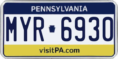 PA license plate MYR6930