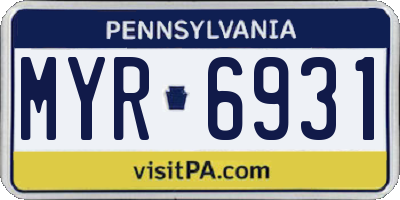 PA license plate MYR6931