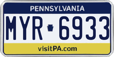 PA license plate MYR6933