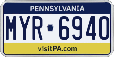 PA license plate MYR6940