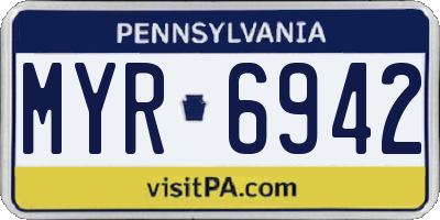 PA license plate MYR6942