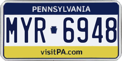 PA license plate MYR6948