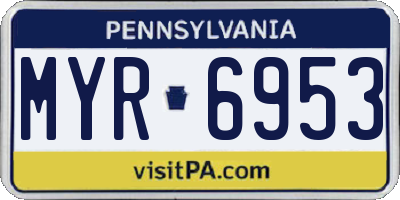 PA license plate MYR6953