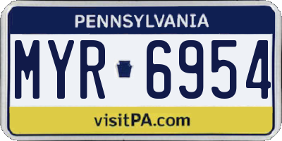 PA license plate MYR6954