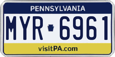 PA license plate MYR6961