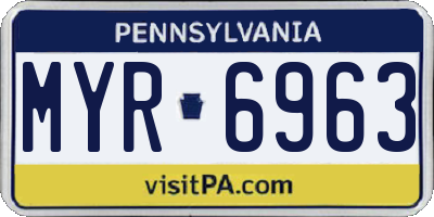 PA license plate MYR6963