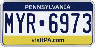 PA license plate MYR6973