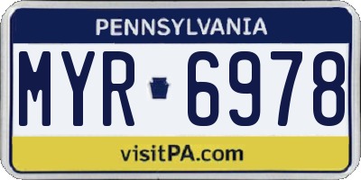 PA license plate MYR6978