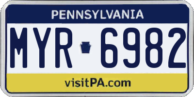 PA license plate MYR6982