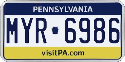 PA license plate MYR6986