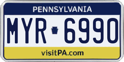 PA license plate MYR6990