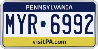 PA license plate MYR6992