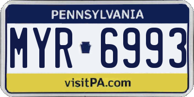 PA license plate MYR6993