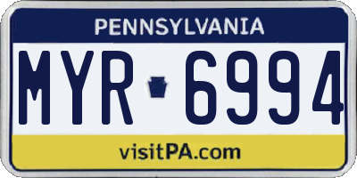 PA license plate MYR6994