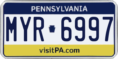 PA license plate MYR6997