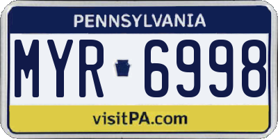PA license plate MYR6998