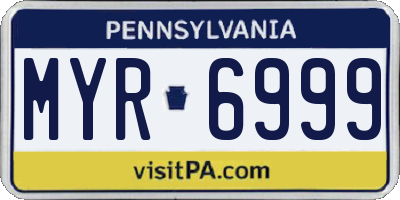 PA license plate MYR6999