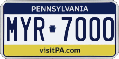 PA license plate MYR7000