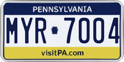PA license plate MYR7004