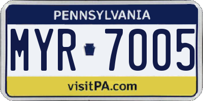 PA license plate MYR7005