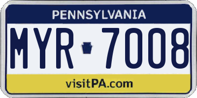 PA license plate MYR7008