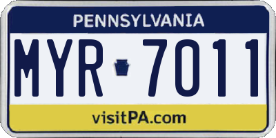 PA license plate MYR7011
