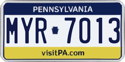 PA license plate MYR7013