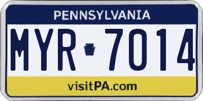 PA license plate MYR7014