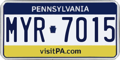 PA license plate MYR7015