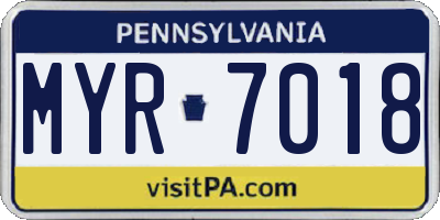 PA license plate MYR7018