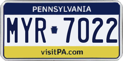PA license plate MYR7022