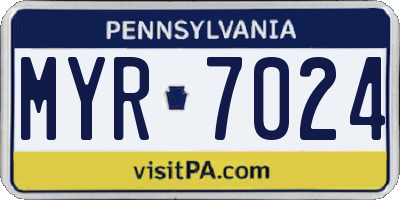 PA license plate MYR7024