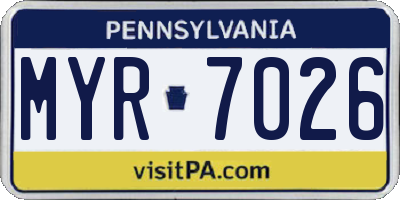 PA license plate MYR7026