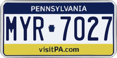 PA license plate MYR7027