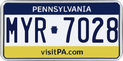 PA license plate MYR7028