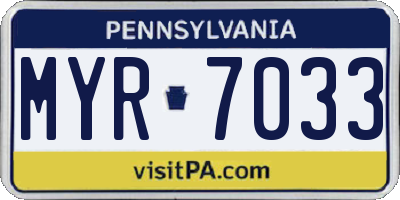 PA license plate MYR7033