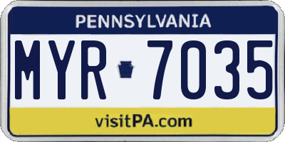 PA license plate MYR7035