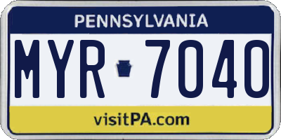 PA license plate MYR7040