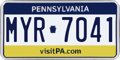 PA license plate MYR7041