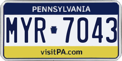 PA license plate MYR7043