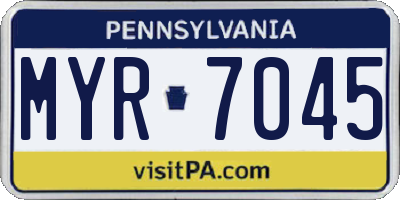 PA license plate MYR7045