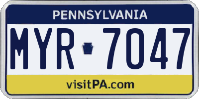 PA license plate MYR7047