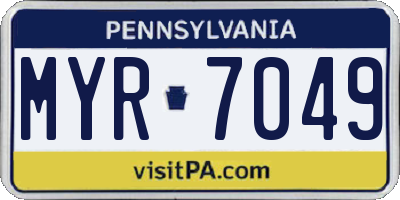 PA license plate MYR7049