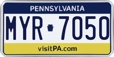 PA license plate MYR7050