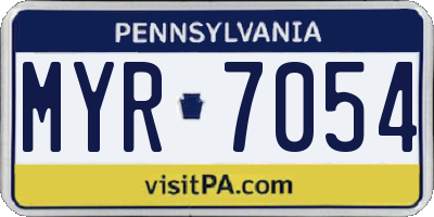 PA license plate MYR7054