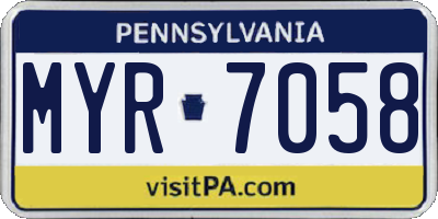 PA license plate MYR7058