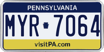 PA license plate MYR7064