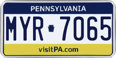 PA license plate MYR7065