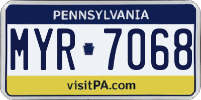 PA license plate MYR7068